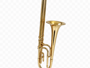 Figura decorativa de trombón dorado con soporte ideal para decoración elegante del hogar