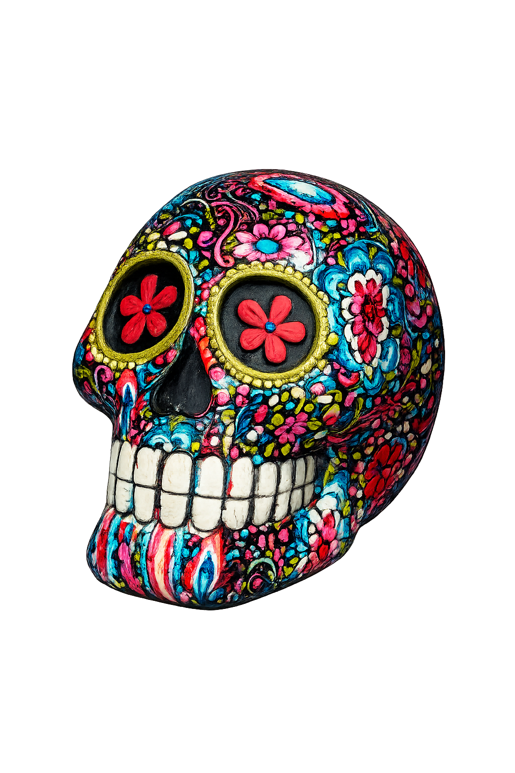 Calavera catrina decorativa colorida con diseño floral ideal para decoración artística