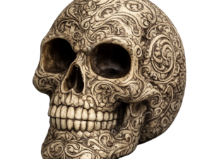 Calavera decorativa con grabados estilo damasco ideal para decoración elegante