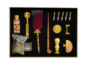 set de pluma vintage con sello de cera y accesorios de escritura clásica